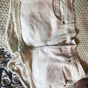 kendall and kylie high rise white shorts